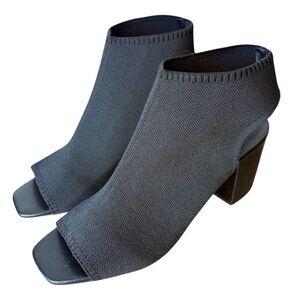 MIA New Black Sock Stretch Sandal Chunky Heel Sling Back Peep Toe Size 10